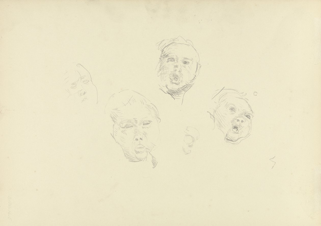 Studie hlav, pro jeskyni Zlatého tele (grafit) (viz 265069 pro recto) od Spencer Frederick Gore