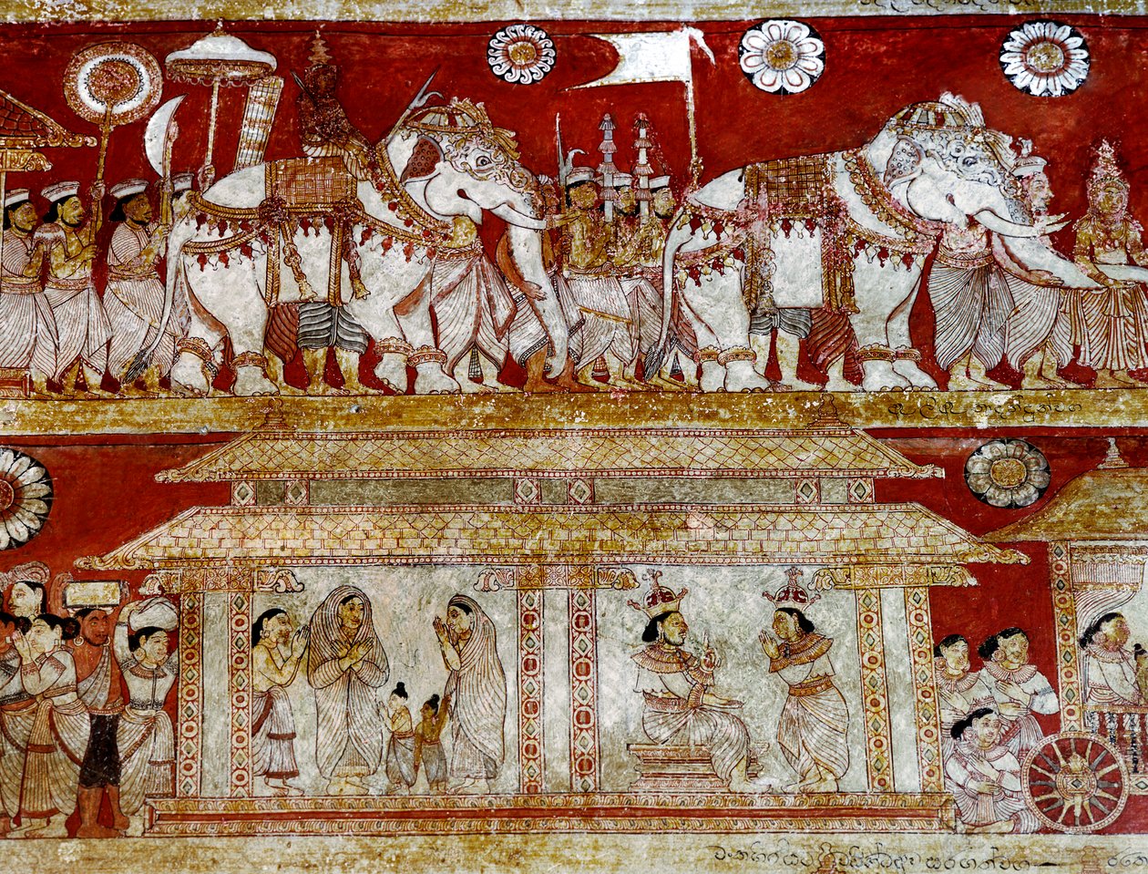 Detail nástěnné malby v chrámu Degaldoruwa Viharaya (nástěnná malba) od Sri Lankan