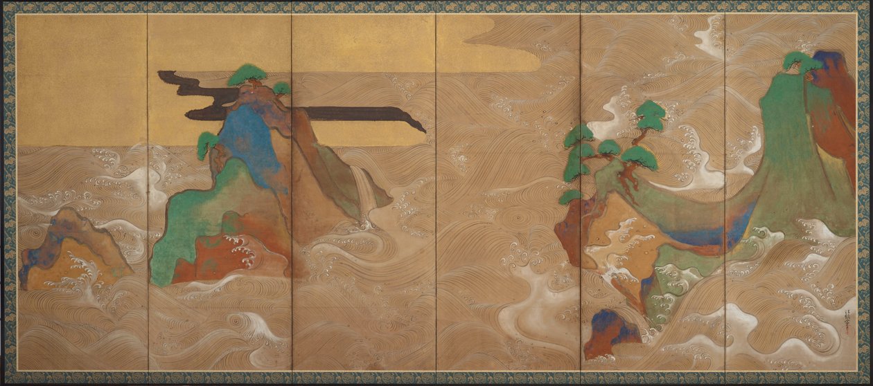 Vlny v Matsushima, 17. století. od Sôtatsu