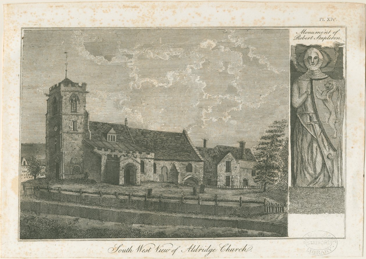Aldridge Church: rytina, nd [1762-1802] od Stebbing Shaw