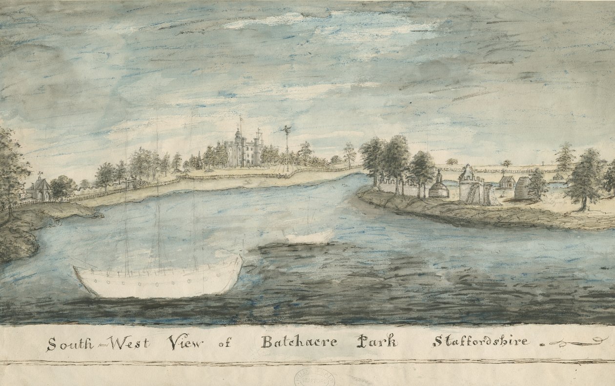 Batchacre Park: tónovaná kresba, nd [? 19. století] od Stebbing Shaw