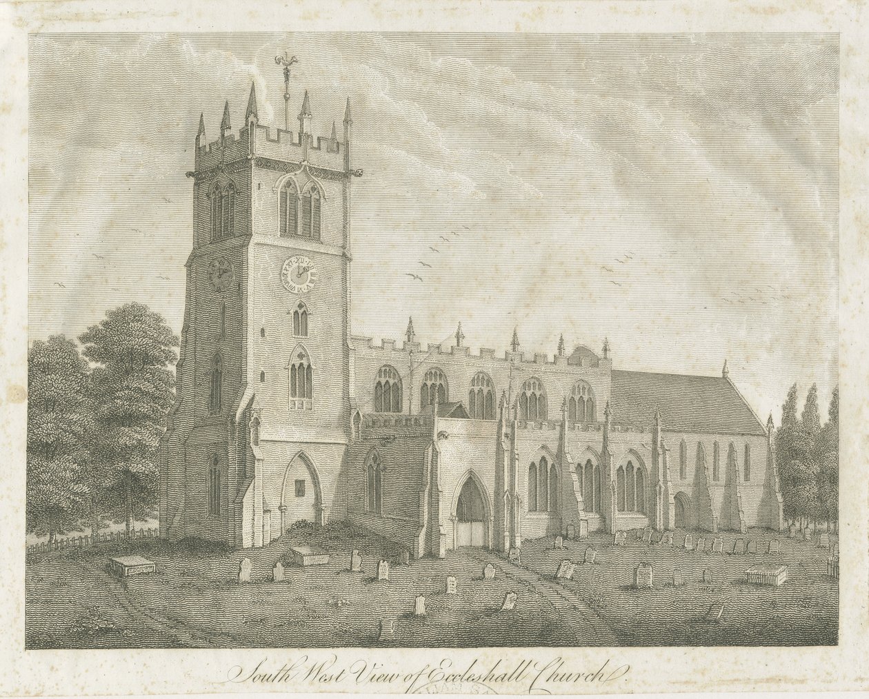 Ecclesall Church: rytina a [18. století] (tisk) od Stebbing Shaw
