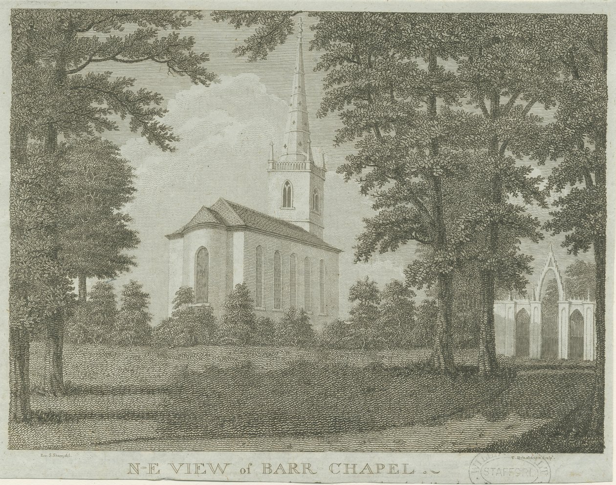 Great Barr Chapel: rytina, nd [1762-1802] od Stebbing Shaw