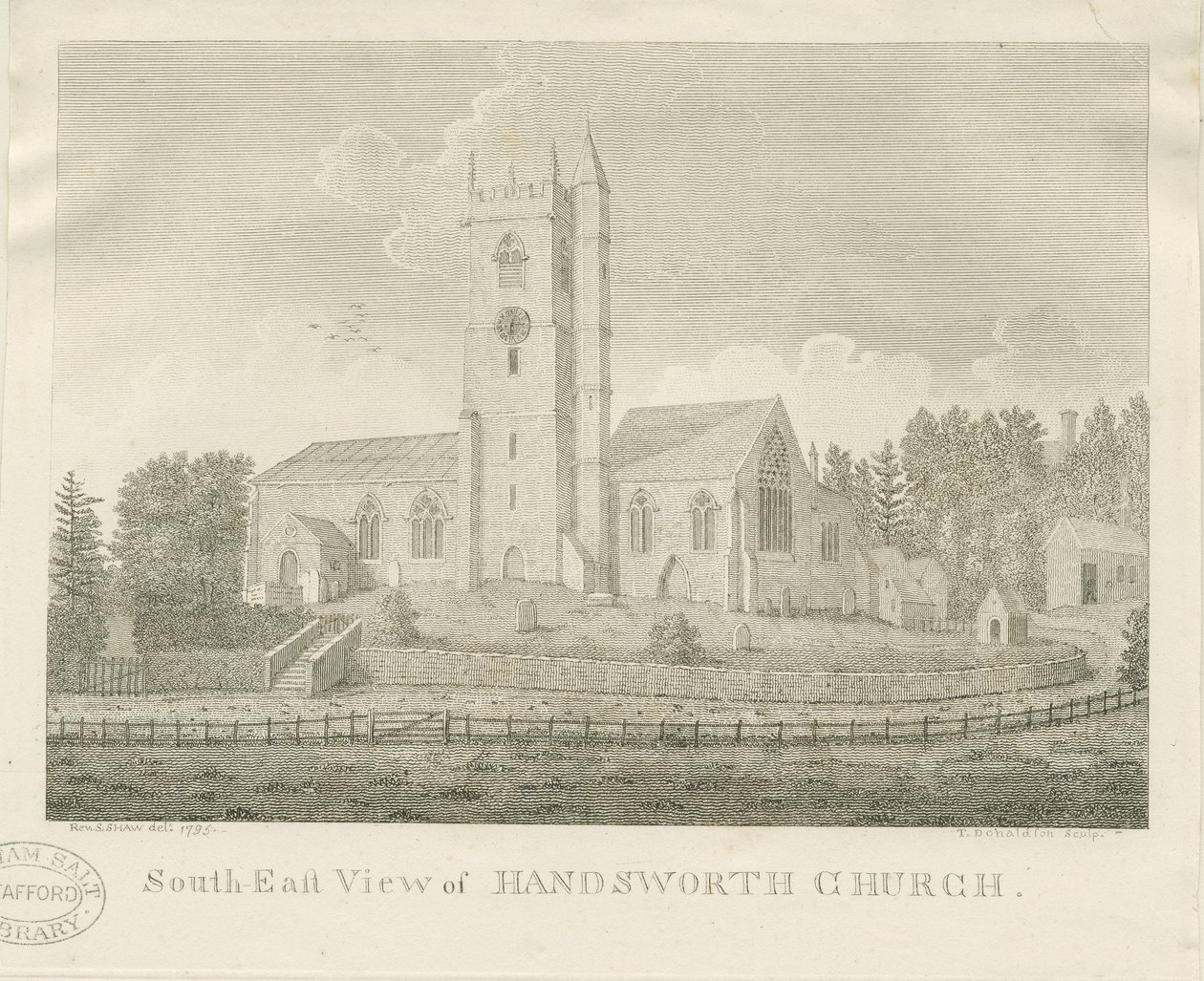 Handsworth Church: rytina od Stebbing Shaw