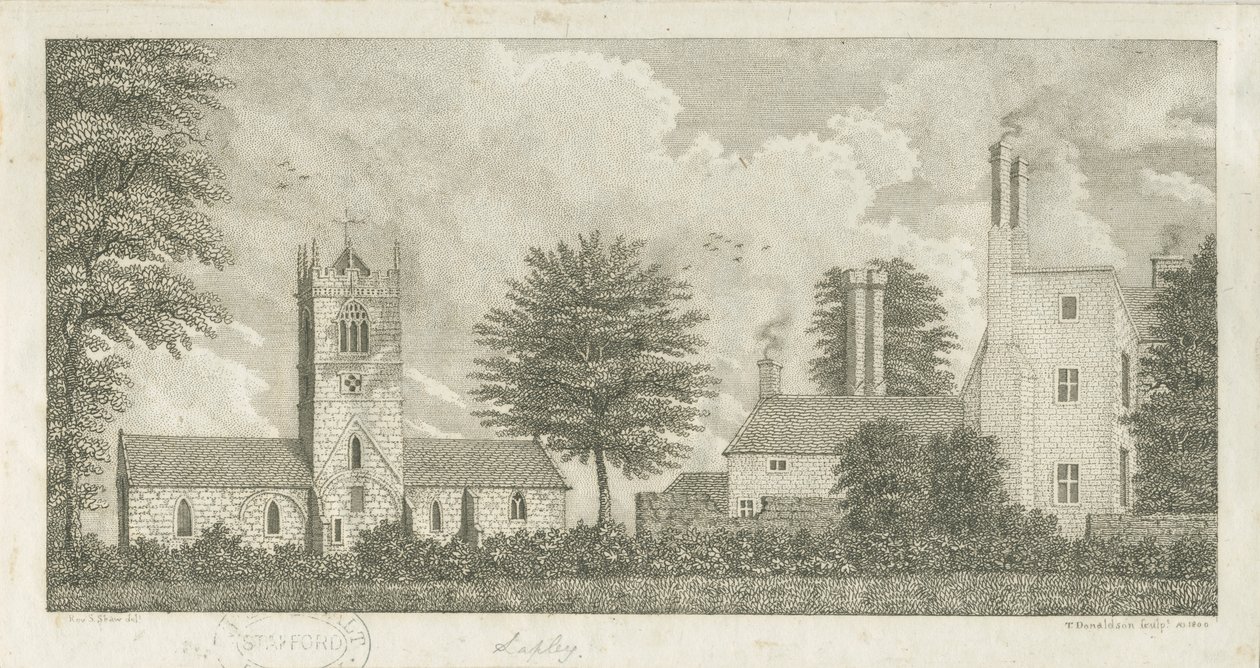 Lapley Church: rytina od Stebbing Shaw