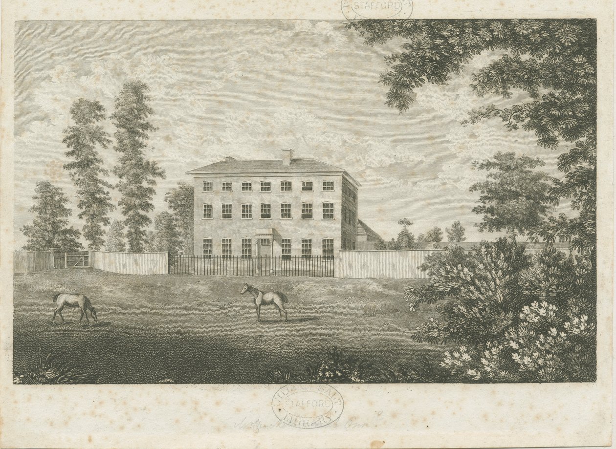 Little Onn Hall: čárová rytina, nd [1762-1802] od Stebbing Shaw