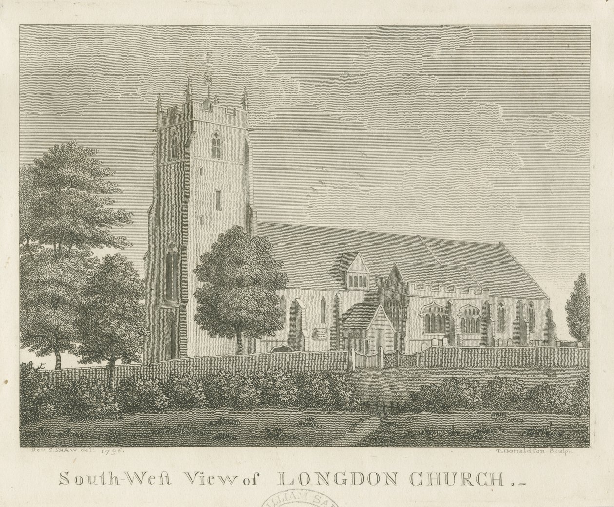 Longdon Church: rytina od Stebbing Shaw