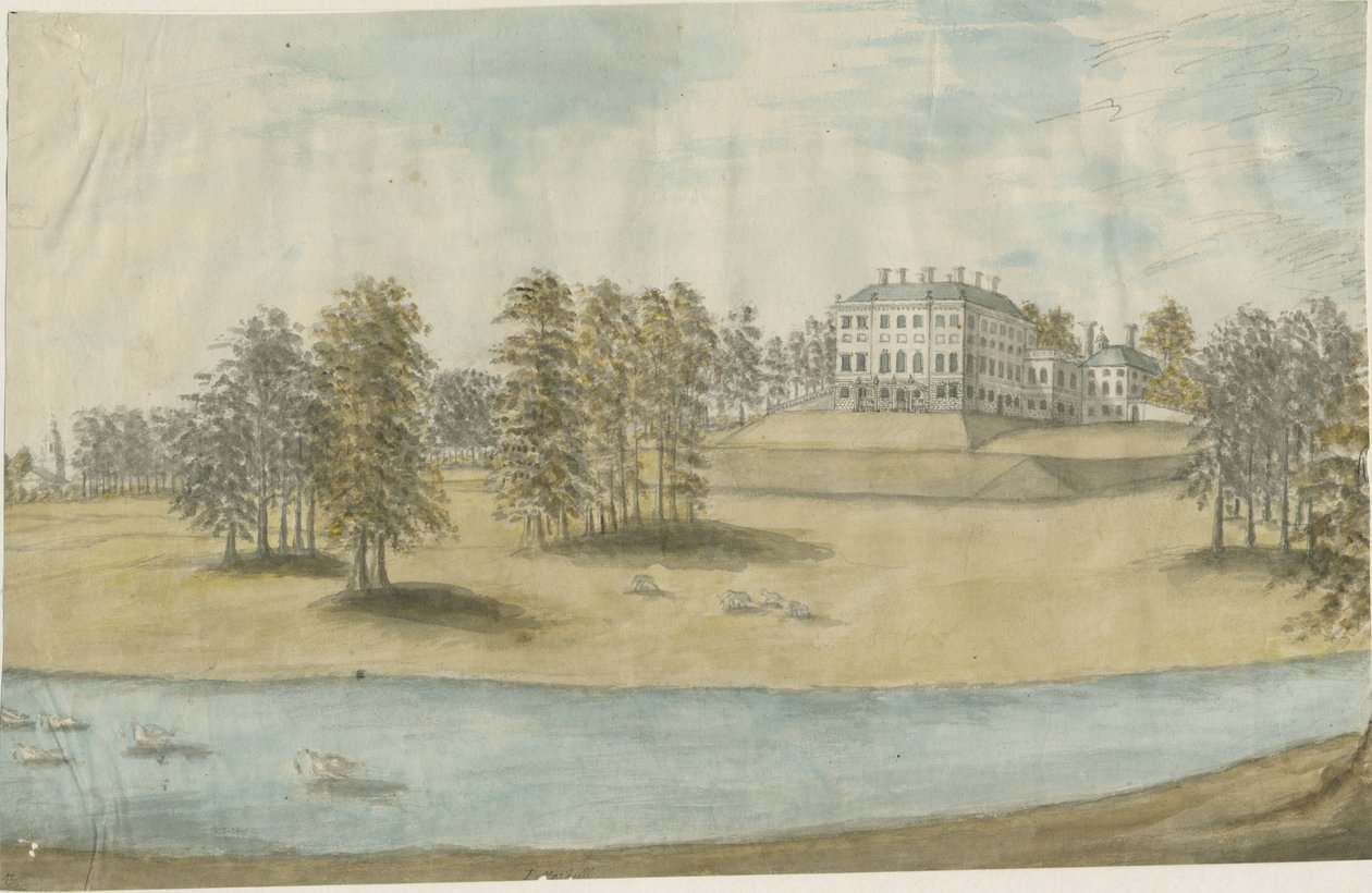 Patshull House: malba akvarelem a [90. léta 18. století] od Stebbing Shaw