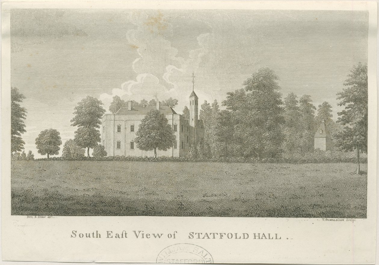 Statfold Hall: rytina, nd [1762-1798] (tisk) od Stebbing Shaw