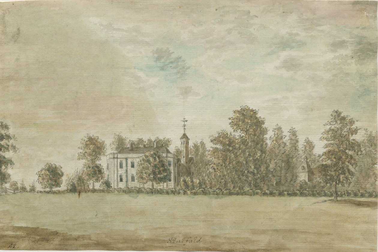 Statfold Hall: malba vodovými barvami, nd [1762-1802] od Stebbing Shaw