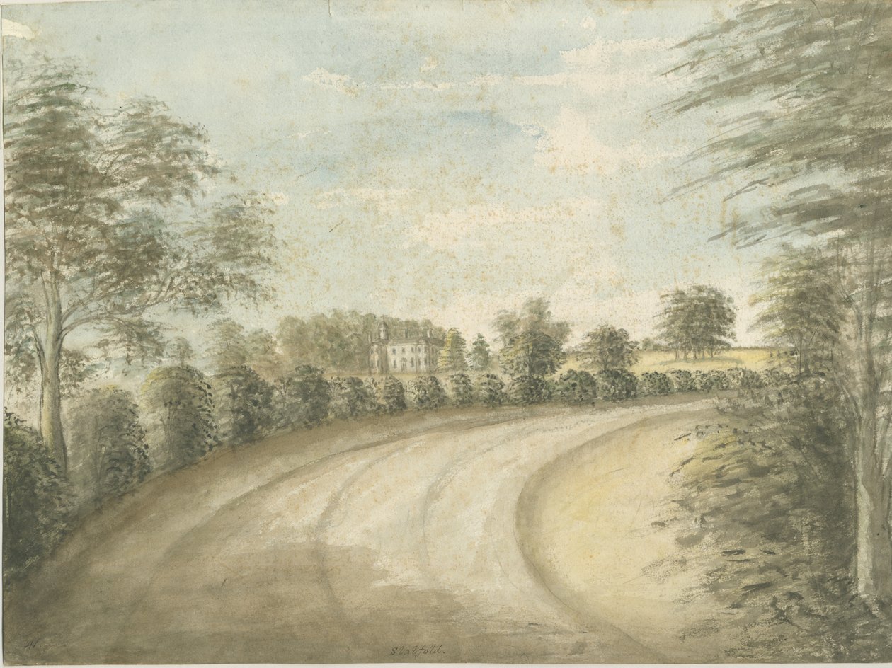 Statfold Hall: malba vodovými barvami, nd [1762-1802] od Stebbing Shaw