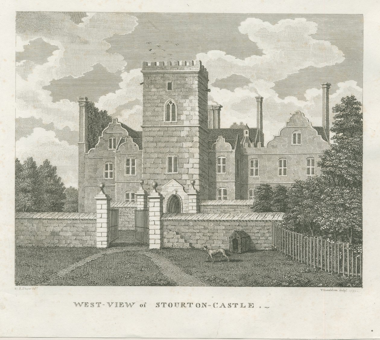 Stourton Castle: rytina od Stebbing Shaw