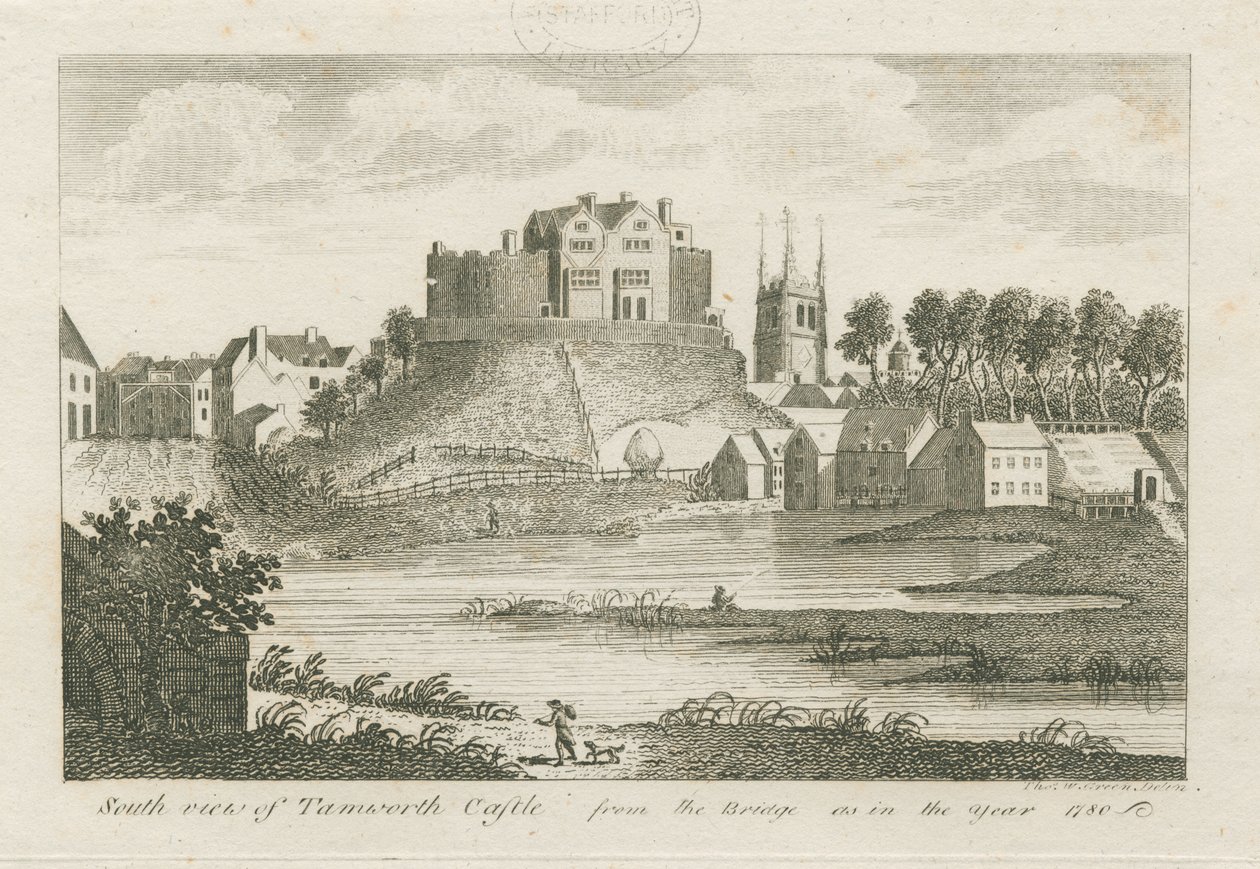 Hrad Tamworth: rytina od Stebbing Shaw