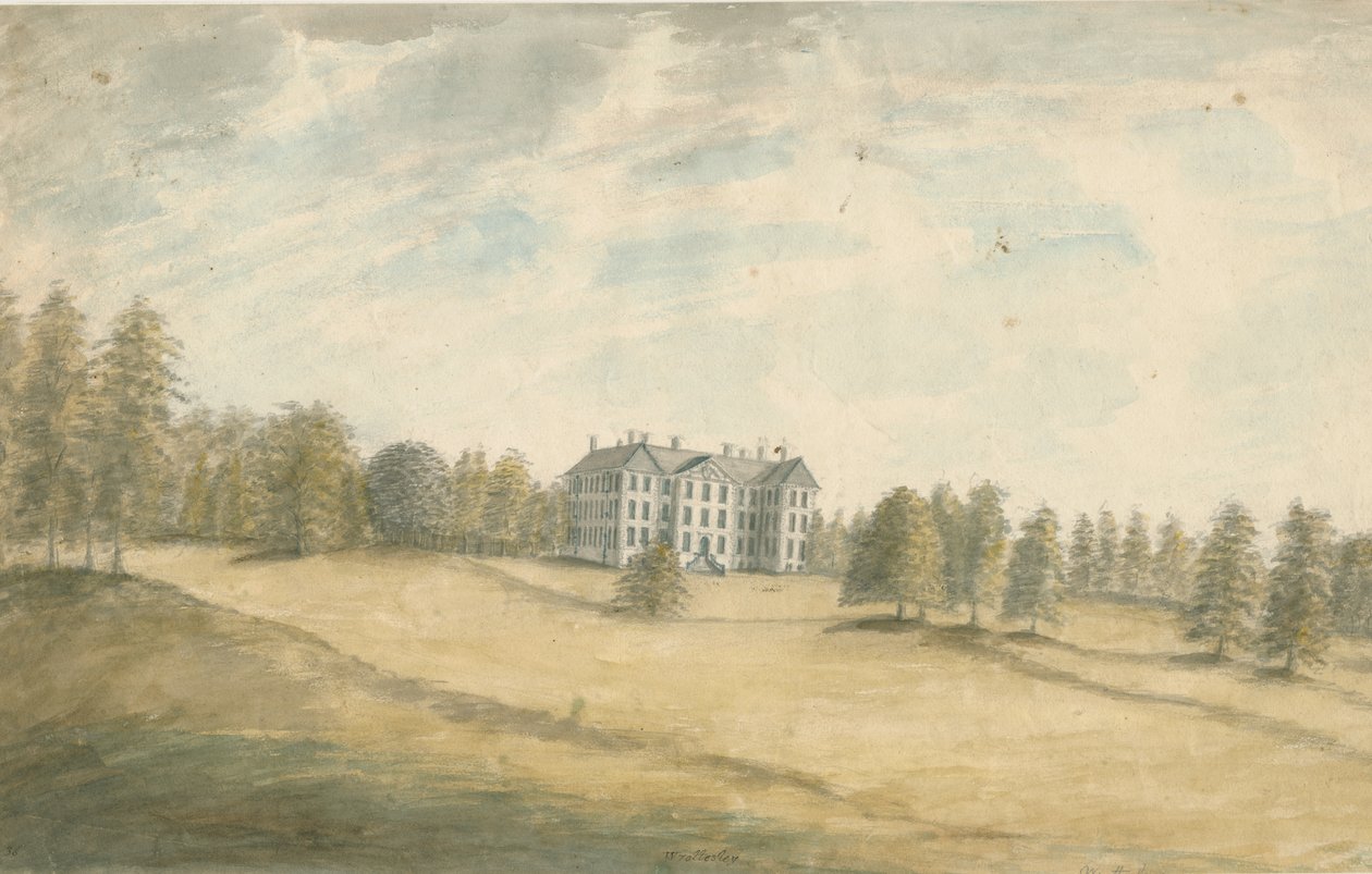 Wrottesley Hall: malba vodovými barvami, nd [1762-1802] od Stebbing Shaw
