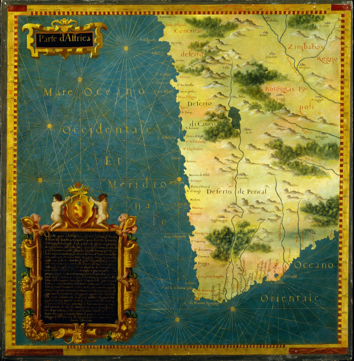 Namibie, Botswana a Jižní Afrika od Stefano Bonsignori 1589