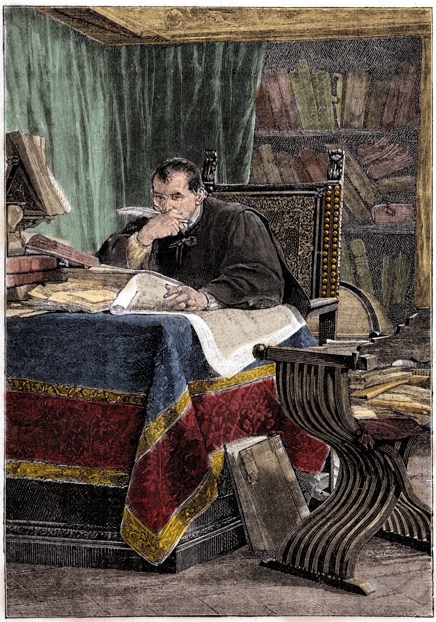 Portrét Niccola Machiavelliho (1469-1527) (rytina) od Stefano Ussi