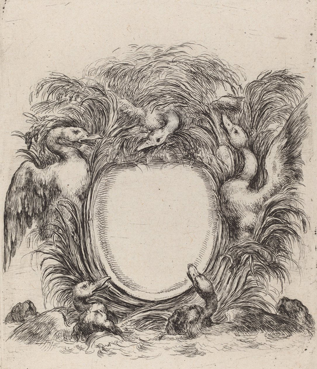 Kartuše s kachnami a psy, 1647. od Stefano della Bella