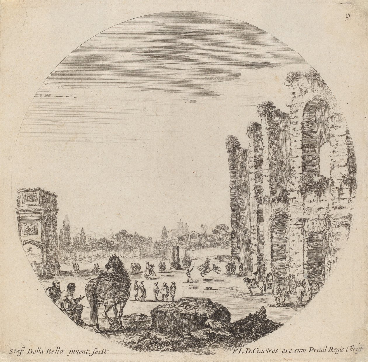 Koloseum a Konstantinův oblouk, 1646. od Stefano della Bella