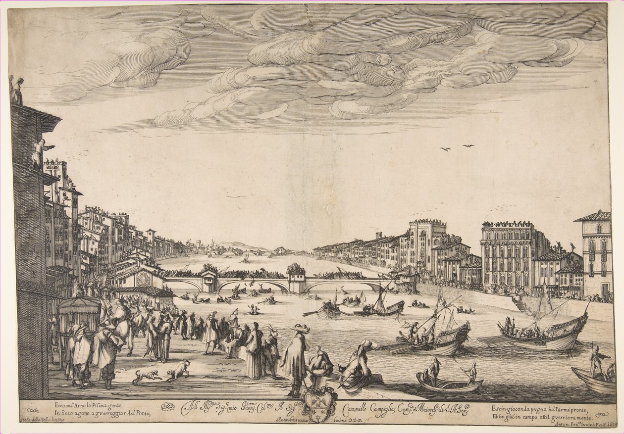 Hra o most, Pisa, 1634. od Stefano della Bella