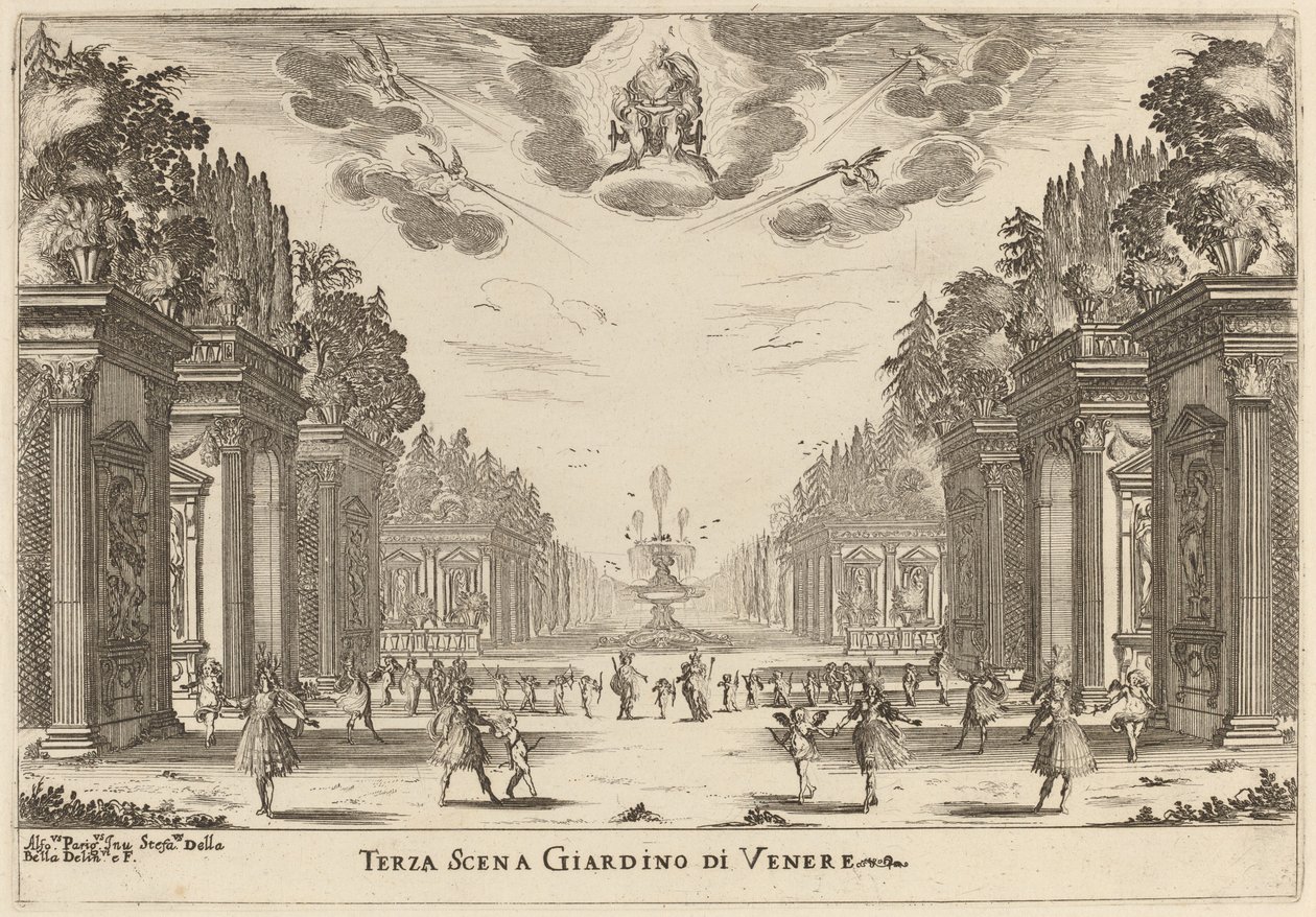 Třetí scéna Zahrada Venuše, 1637. od Stefano della Bella