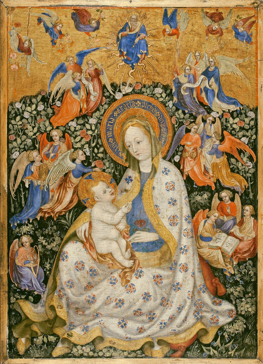 Panna a dítě s anděly, c.1430 od Stephano da attr.to Verona