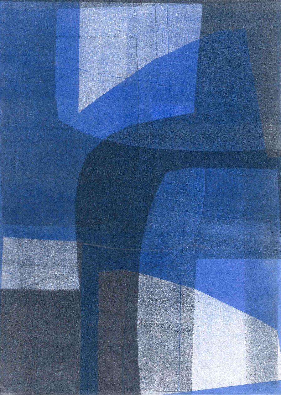 Modré oblouky VI, 2015 (monotisk na papíře) od Stephen Dow