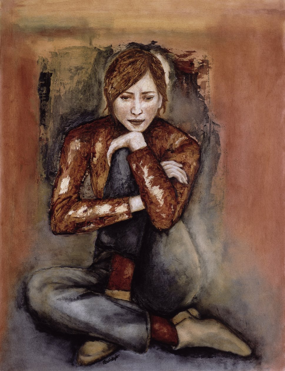 In Her World, 2005 (pero a inkoust s olejem na papíře) od Stevie Taylor