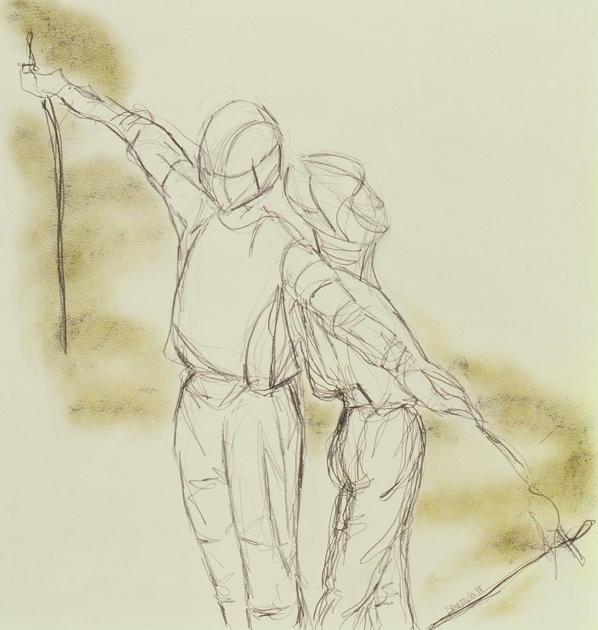 Preparace, 1998 (grafit a pastel na papíře) od Stevie Taylor
