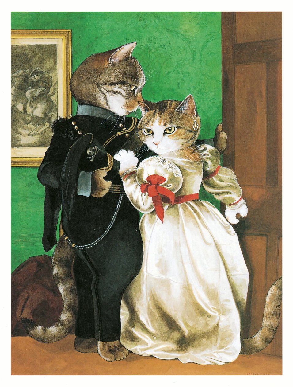 Ilustrace z knihy Pre-Raphaelite Cats (vyd. 1999) od Susan Herbert