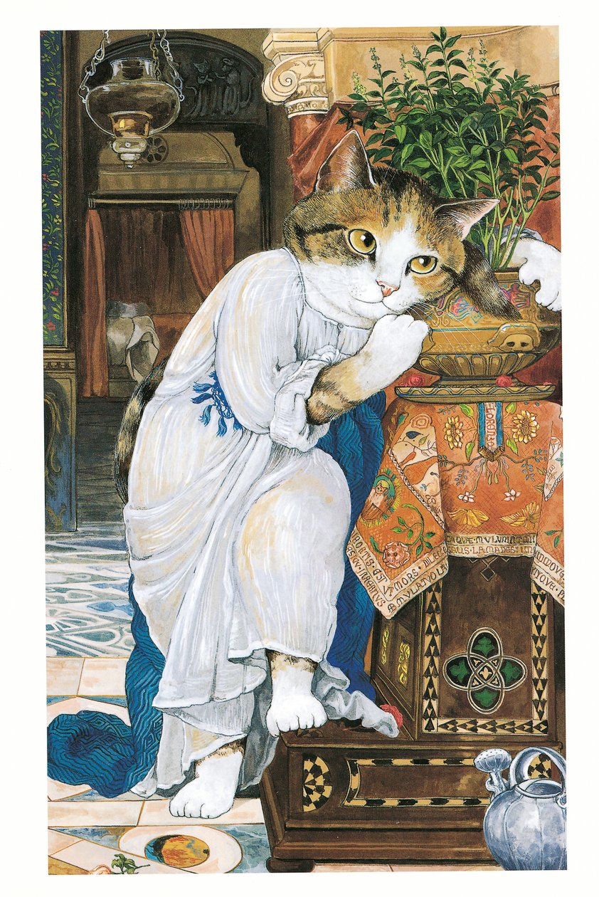 Ilustrace z knihy Pre-Raphaelite Cats (vyd. 1999) od Susan Herbert