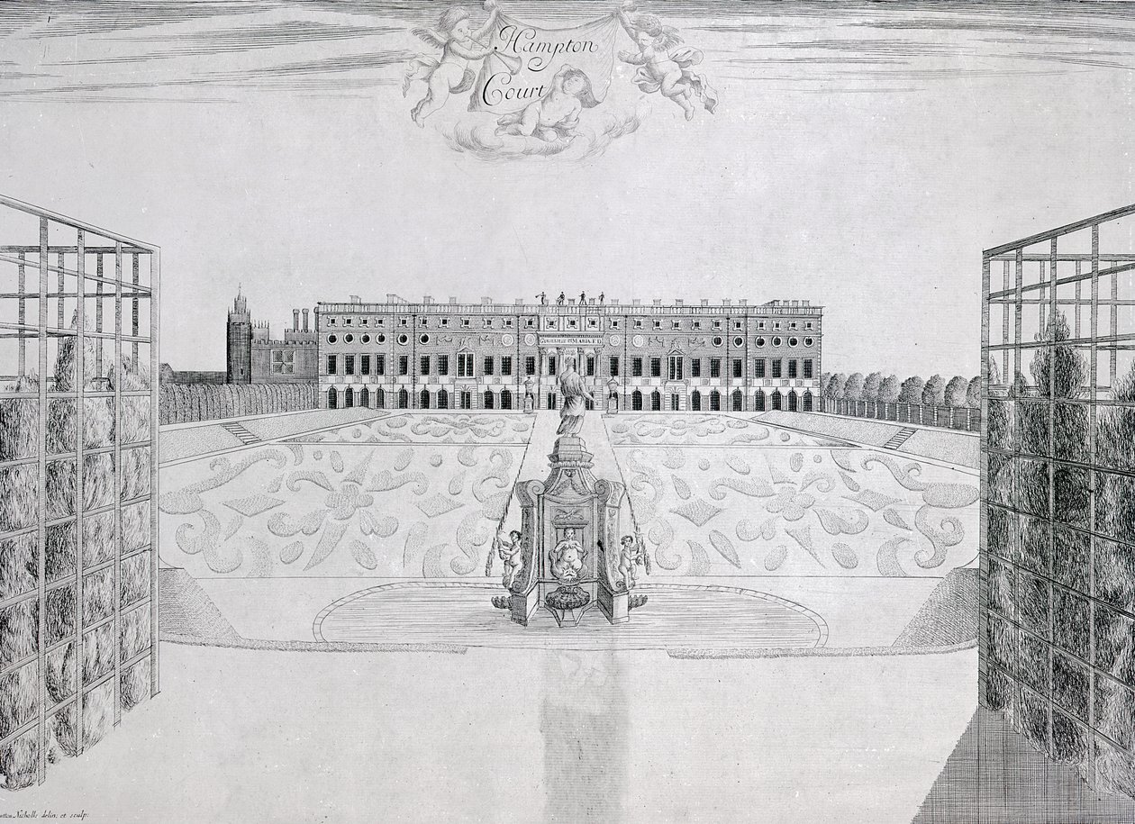 Hampton Court South Front, kolem roku 1830 od Sutton Nicholls