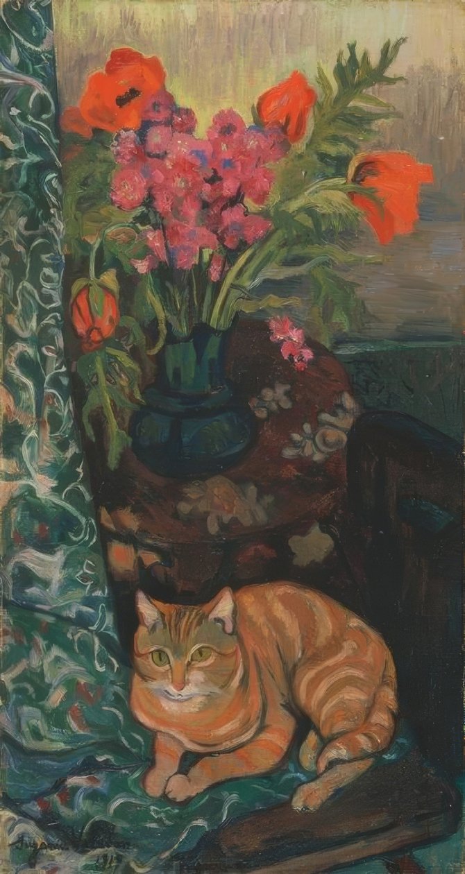 Kytice a kočka od Suzanne Valadon