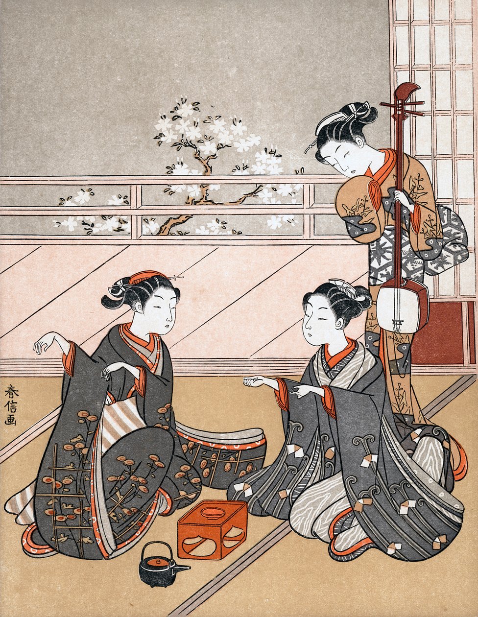 Dívky hrající hru Kena, c1745-1770. od Suzuki Harunobu