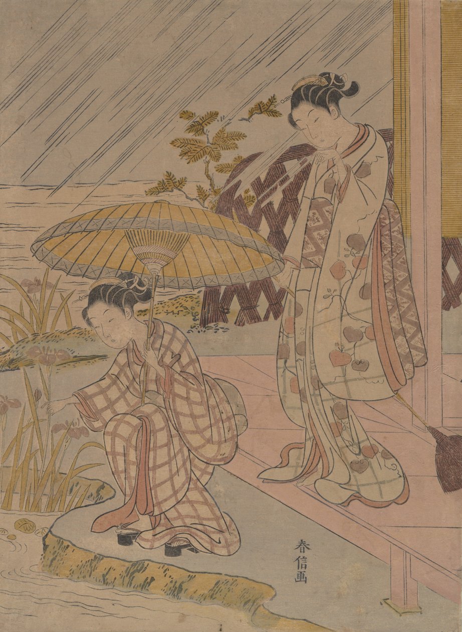 Prohlížení Iris v dešti, 1764-70., 1764-70. od Suzuki Harunobu