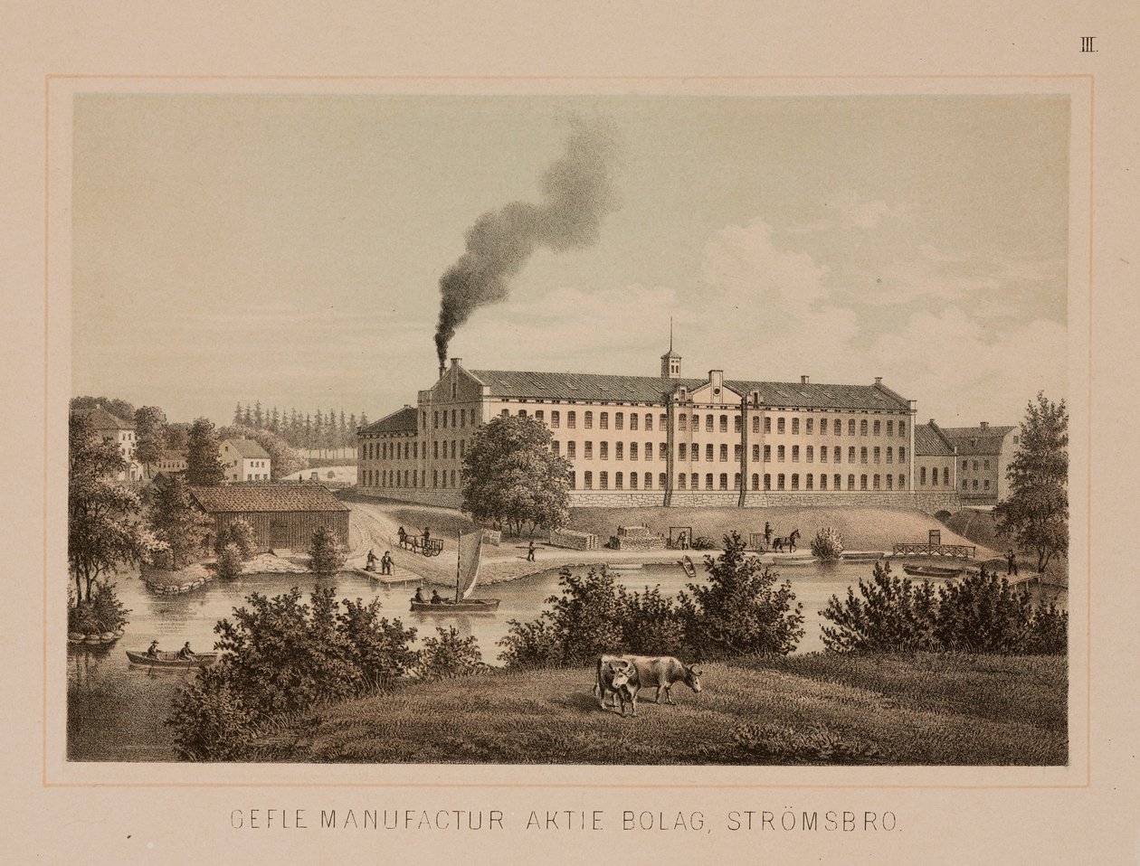 Bavlna, Stromsbro, Švédsko, kolem roku 1840 (barevné lito) od Swedish School