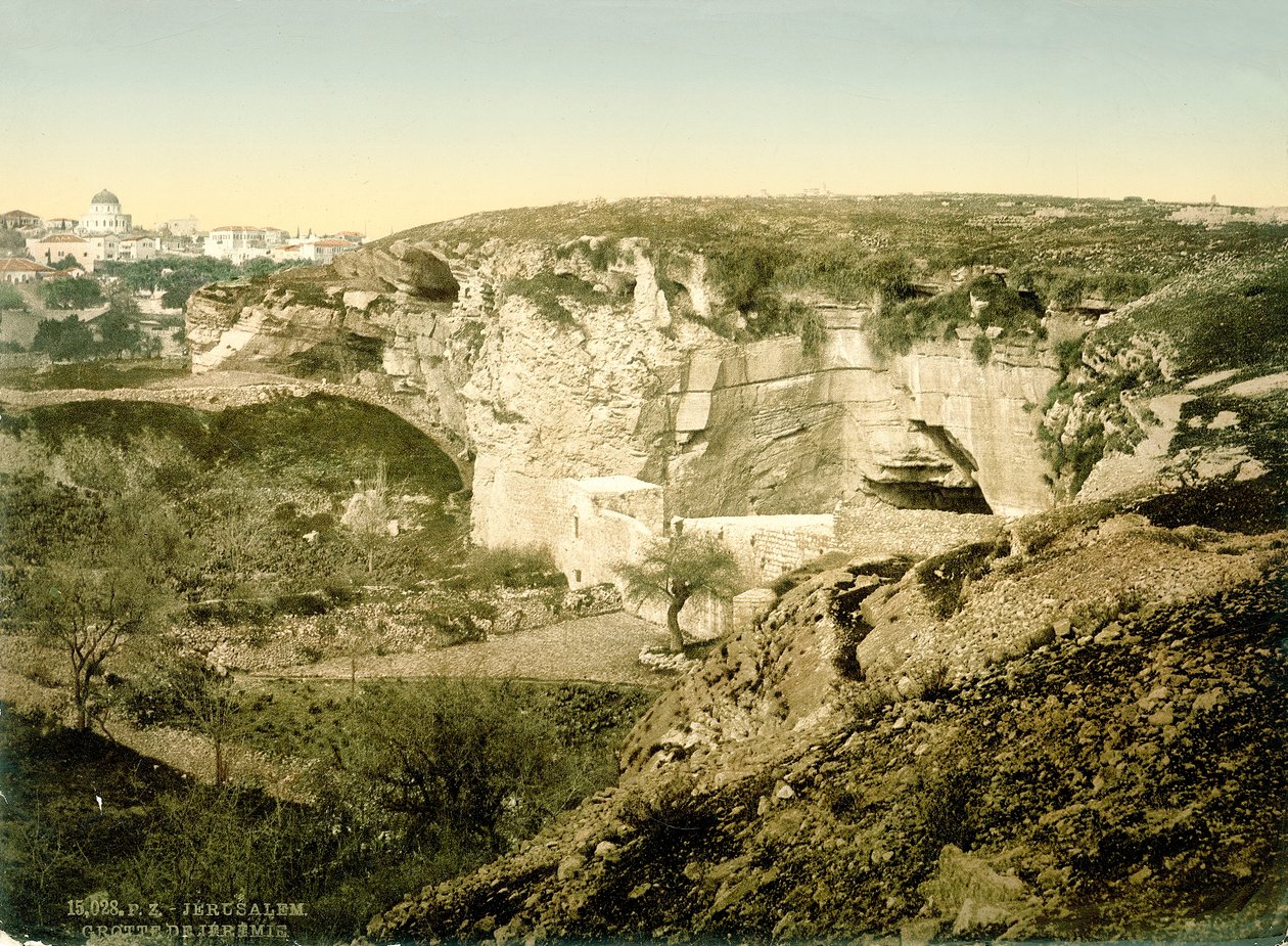 Jeremiahs Grotto, Jeruzalém, kolem 1880-1900 (fotochrom) od Swiss Photographer