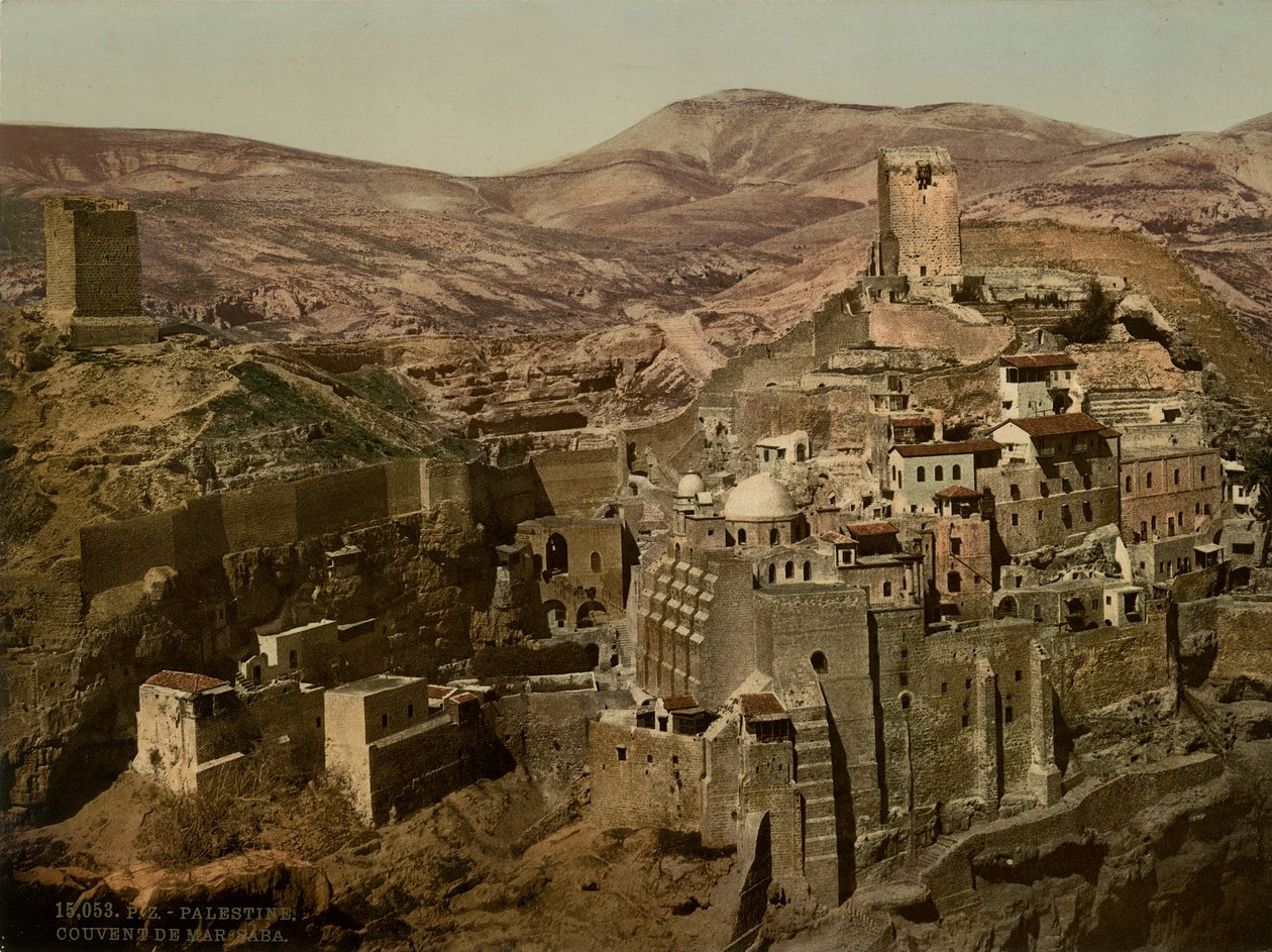 Klášter Mar Saba, kolem 1880-1900 (fotochrom) od Swiss Photographer