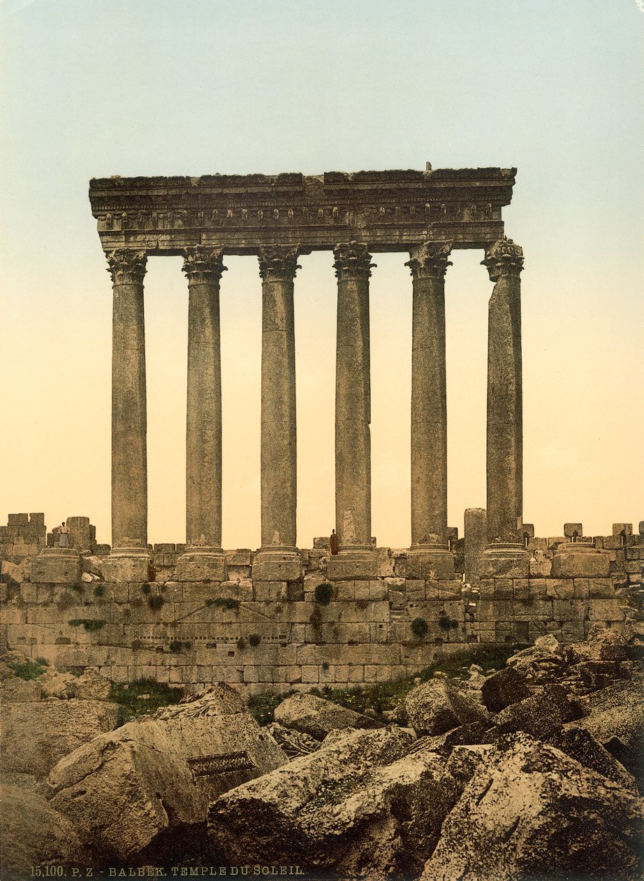 Peristyle Jupiterova chrámu, Baalbek, kolem 1880-1900 (fotochrom) od Swiss Photographer