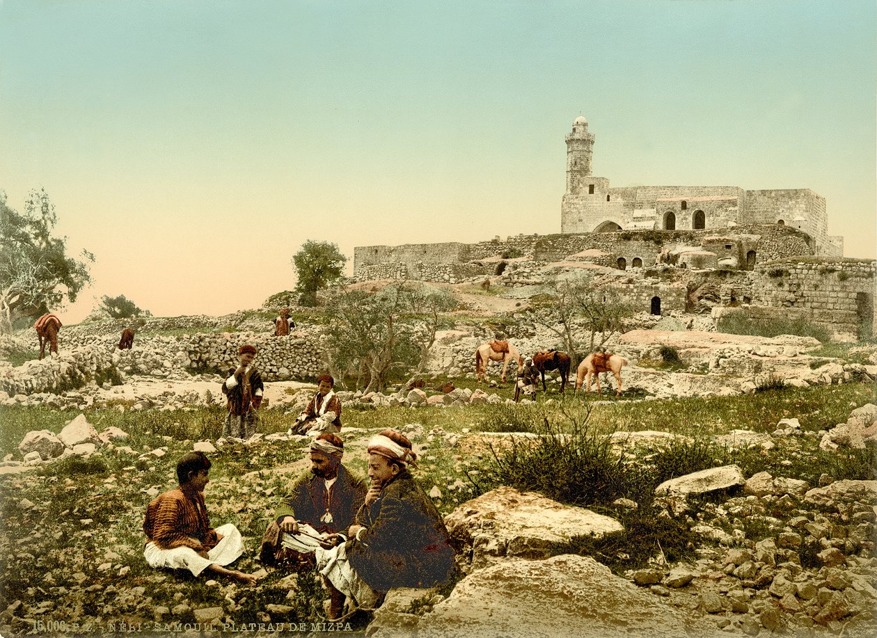 Crusader Church of St. Samuel (nyní mešita) v Neby Samwil, c.1880-1900 (fotochrom) od Swiss Photographer