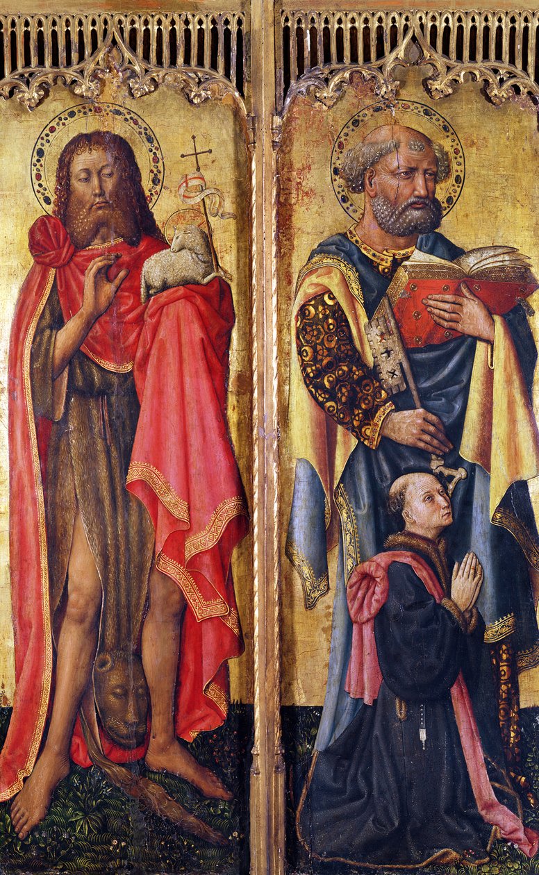 Svatý Jan Křtitel a sv. Petr, z oltářního obrazu Pierra Rupa, kolem roku 1450 od Swiss School