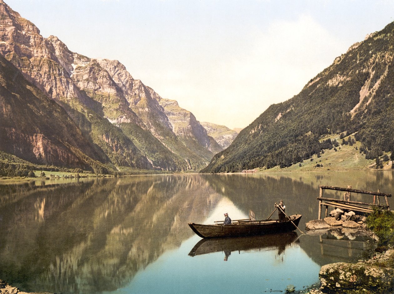 Klöntalersee, Glarus, Švýcarsko, hospoda. c.1900 od Swiss Photographer