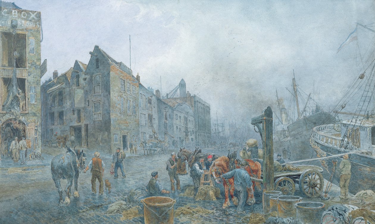 Narrow Quay, Bristol, 1899 (akvarel na papíře) od Sydney Goodwin