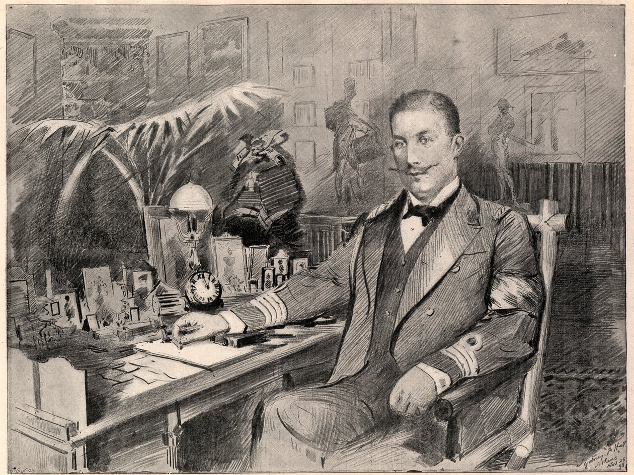 Princ George Řecko a Dánsko, vysoký komisař Kréty, doma v Aténách, 1898. od Sydney Prior Hall