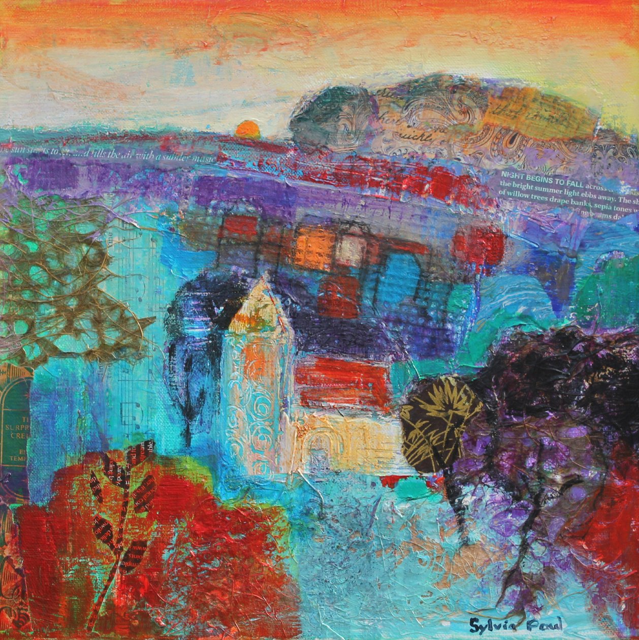 Koláž z akrylového papíru As the Sun goes Down 2013 od Sylvia Paul
