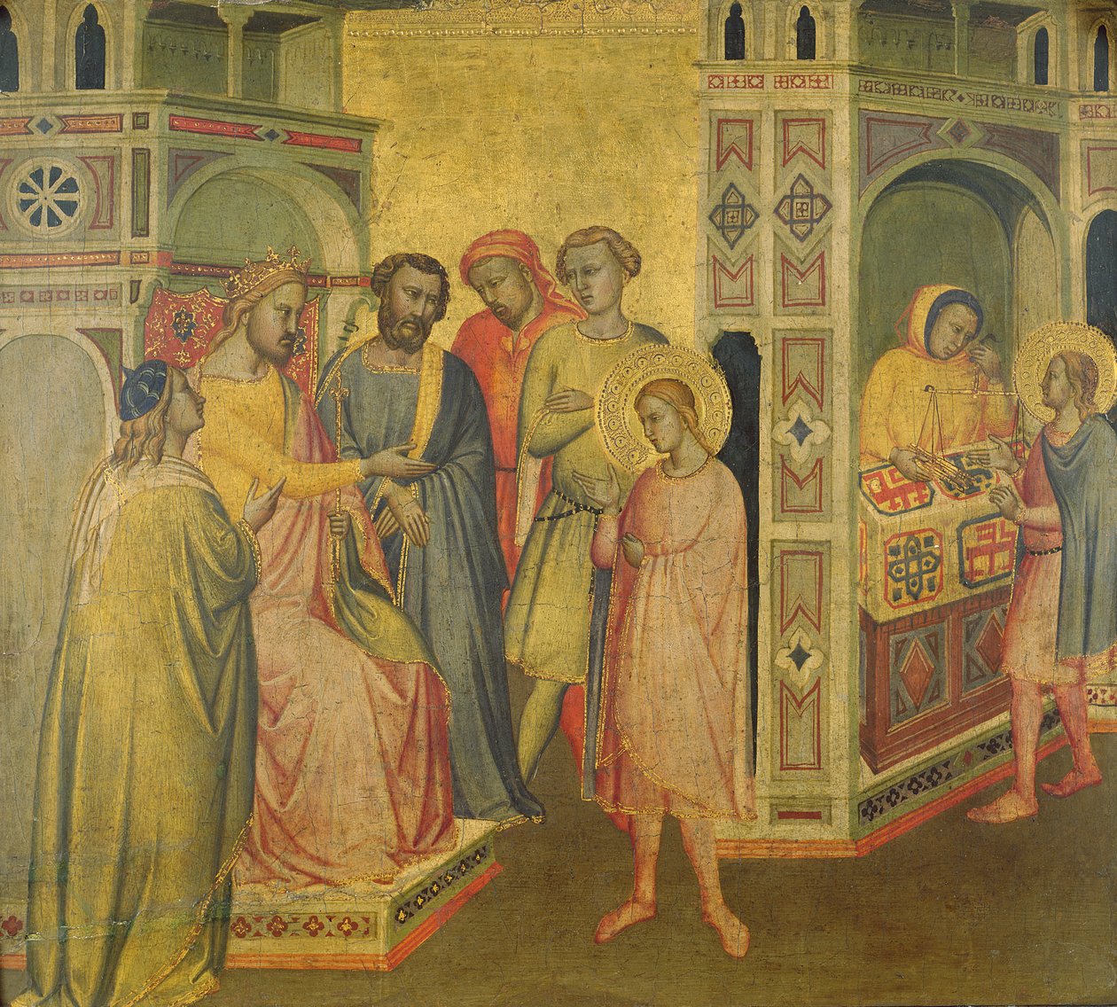 Sv. Eligius před králem Clotharem, kolem roku 1365 od Taddeo Gaddi