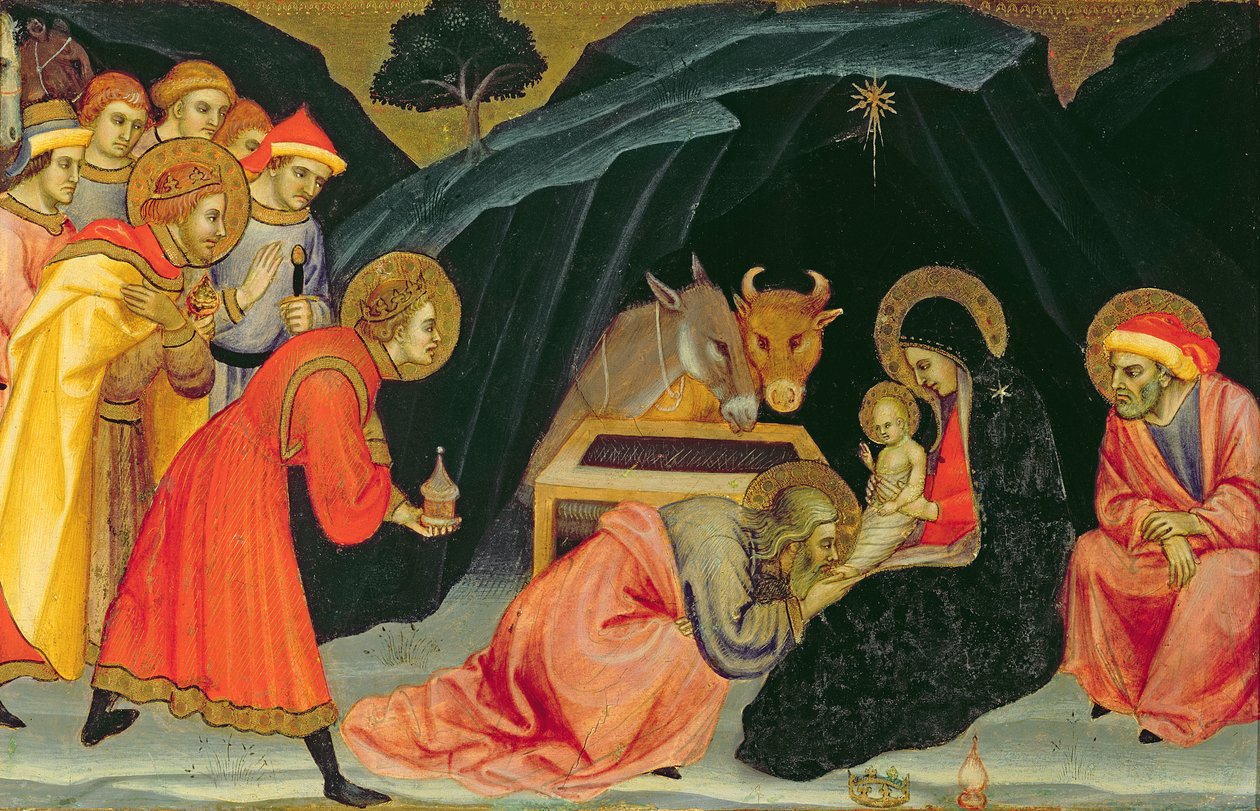Klanění tří králů (olej na dřevě) od Taddeo di Bartolo