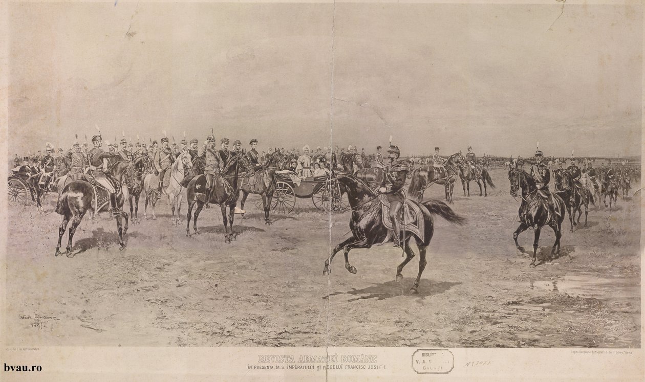Rumunský armádní časopis za přítomnosti M.S. Císař a král František Josef I., 1897n od Tadeusz Ajdukiewicz