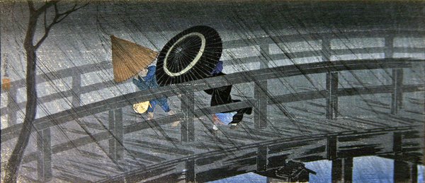 Sprchový kout na Terashimě (barevný dřevěný potisk) od Takahashi  Hiroaki