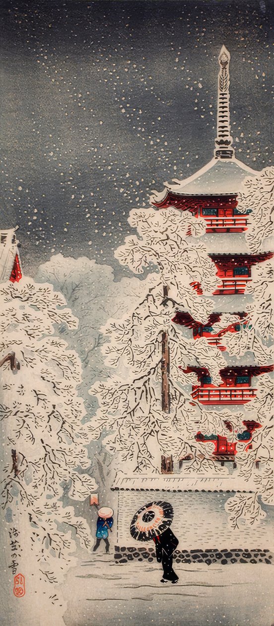Sníh v Asakusa, Yedo, provincie Musashi od Takahashi Hiroaki