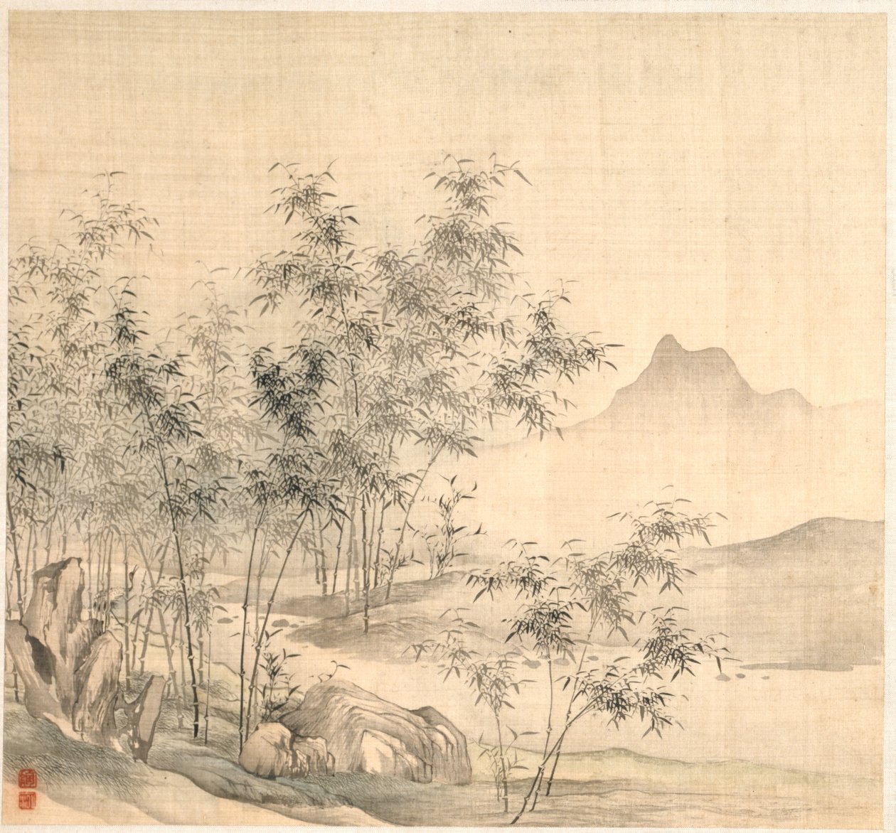 Osamělý jeřáb v Bamboo Grove od Tao Hong